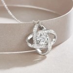 Luxury 18K 925 Sterling Silver 1CT Twisted Knot Moissanite Pendant Necklace