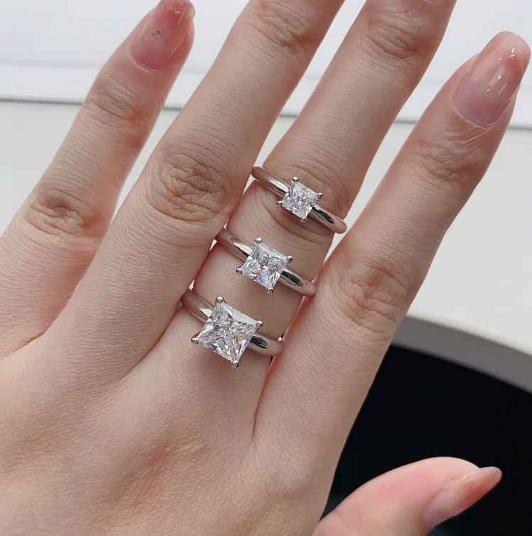 Elegant 925 Sterling Silver 3CT Princess Cut Moissanite Eternity Ring (Size 5-9) - Image 6