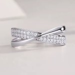 18K Fine 925 Sterling Silver X-Style Full Moissanite Cross-over Ring (Size 5-9)