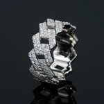 Men's Platinum 925 Sterling Silver 10.5mm Cuban Link Full Moissanite Ring (8-11)