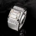 Men's Luxury 925 Sterling Silver 3CT Emerald Cut Moissanite Ring (Size 9-12)