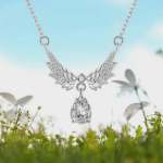 Exquisite 18K 925 Sterling Silver 1.25CT Moissanite Angel Wings Pendant Choker