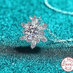 Exquisite 18K 925 Sterling Silver 1CT Full Moissanite Snowflake Pendant Necklace