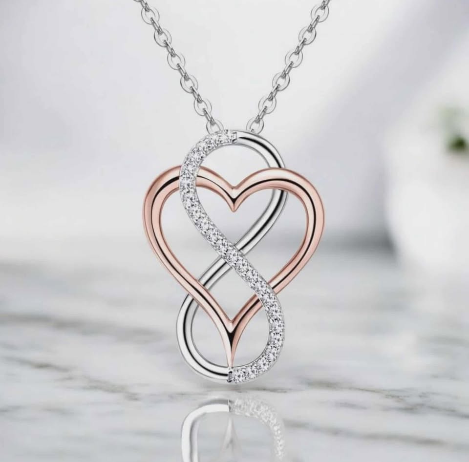 Elegant 925 Sterling Silver Rose Heart Moissanite Infinity Pendant Necklace (19″) - Image 5