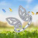 Exquisite 18K 925 Sterling Silver Full Moissanite Butterfly Ring (Size 5-8)