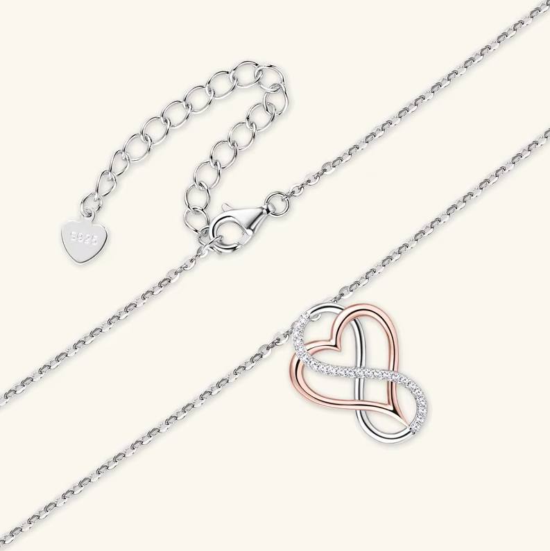 Elegant 925 Sterling Silver Rose Heart Moissanite Infinity Pendant Necklace (19″) - Image 6