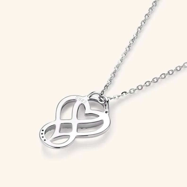 Elegant 925 Sterling Silver Rose Heart Moissanite Infinity Pendant Necklace (19″) - Image 3