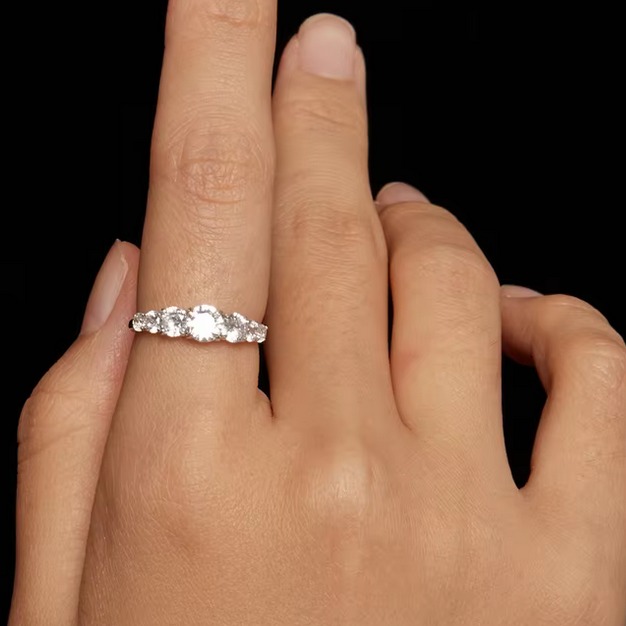 Platinum 925 Sterling Silver 1.4CT Round Cut Full Moissanite Ring (Size 6-10) - Image 4
