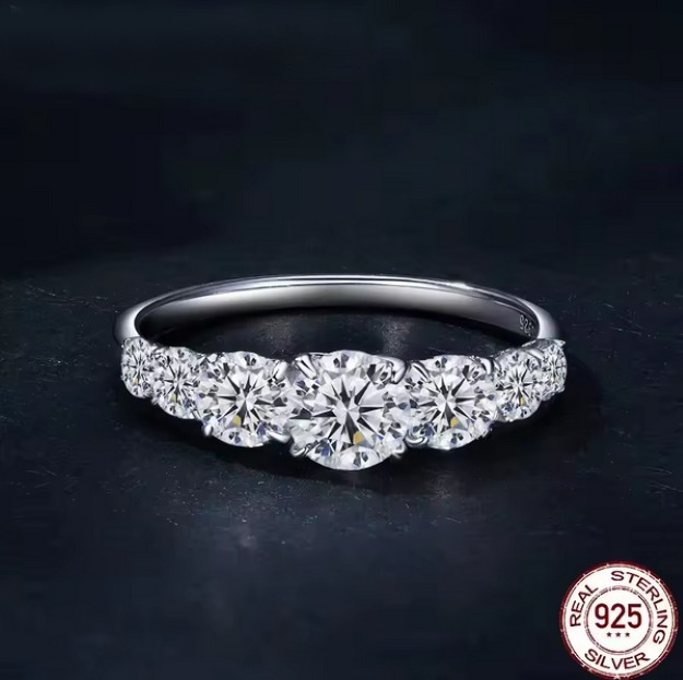 Platinum 925 Sterling Silver 1.4CT Round Cut Full Moissanite Ring (Size 6-10)