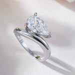 Elegant 18K 925 Sterling Silver 1.5CT Pear Cut Creative Moissanite Ring (5-9)