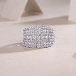 Platinum 925 Sterling Silver Wide Row Full Moissanite Arena Style Ring (Size 5-9)