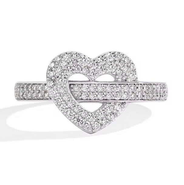 Luxury 18K 925 Sterling Silver Full Moissanite Creative Heart Ring (Size 4-10) - Image 5