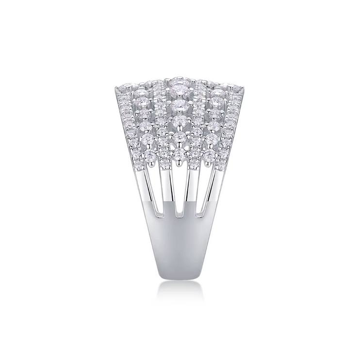 Platinum 925 Sterling Silver Wide Row Full Moissanite Arena Style Ring (Size 5-9) - Image 5