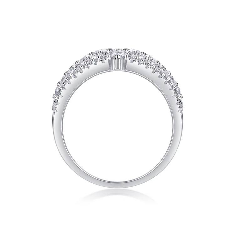 Platinum 925 Sterling Silver Wide Row Full Moissanite Arena Style Ring (Size 5-9) - Image 6