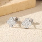 Delicate 925 Sterling Silver Charming Moissanite Clubs Elegant Stud Earrings
