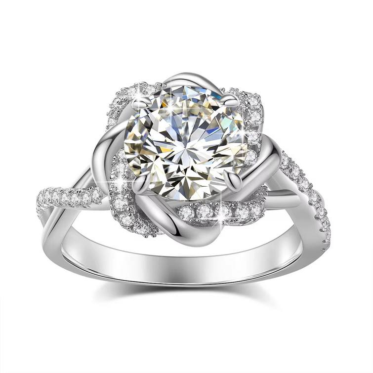 18K 925 Sterling Silver 2CT Round Cut Infinity Star Moissanite Ring (Size 6-10) - Image 5