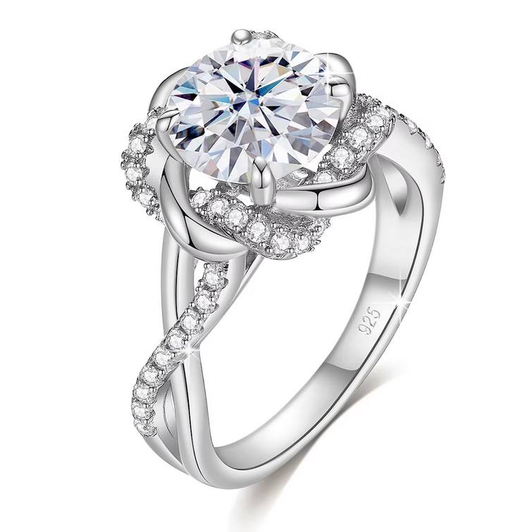 18K 925 Sterling Silver 2CT Round Cut Infinity Star Moissanite Ring (Size 6-10) - Image 3