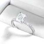 Luxury 18K 925 Sterling Silver 2CT Emerald Cut Dazzling Moissanite Ring (5-9)
