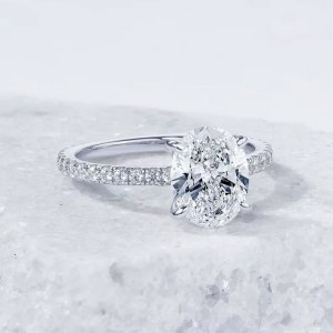 Luscious 18K 925 Sterling Silver 2CT Oval Cut Sparkling Moissanite Ring (5-9)