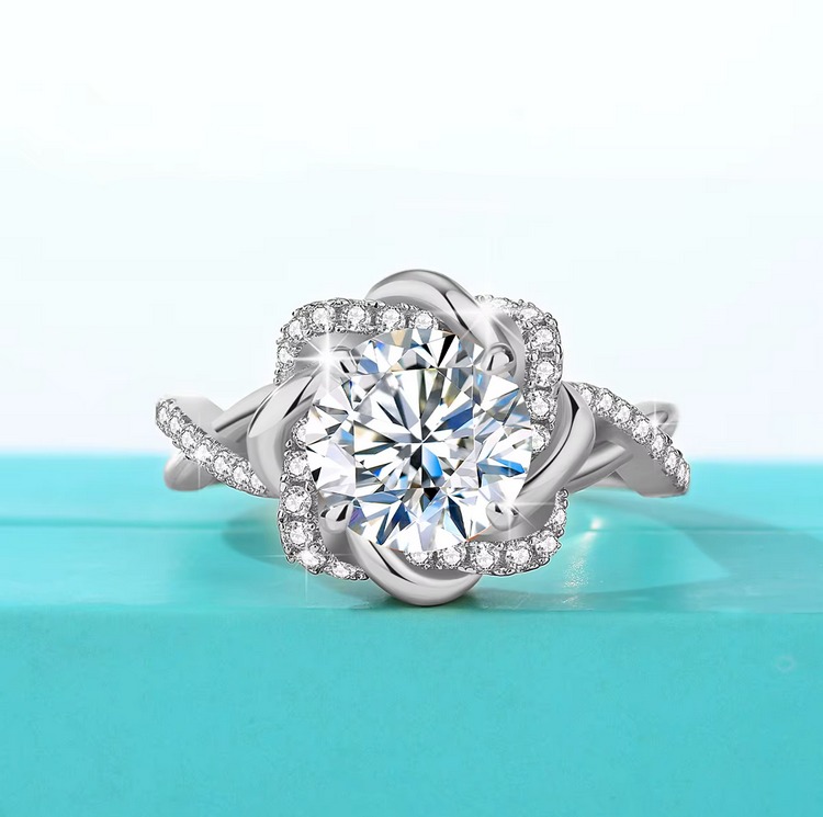 18K 925 Sterling Silver 2CT Round Cut Infinity Star Moissanite Ring (Size 6-10)