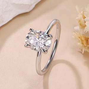 Luscious 18K 925 Sterling Silver 2CT Oval Cut Moissanite Solitaire Ring (5-9)