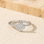Delicate 925 Sterling Silver Charming Moissanite Clubs Elegant Ring (Size 5-9)