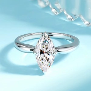 Platinum 925 Sterling Silver 1-2CT Marquise Cut Elegant Moissanite Ring (5-9)