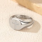 Classic 925 Sterling Silver Moissanite Personality Cross Signet Ring (Size 5-9)
