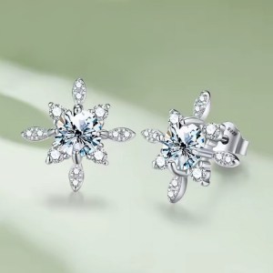 Luxury 925 Sterling Silver 1CT Moissanite Starlight Stud Earrings