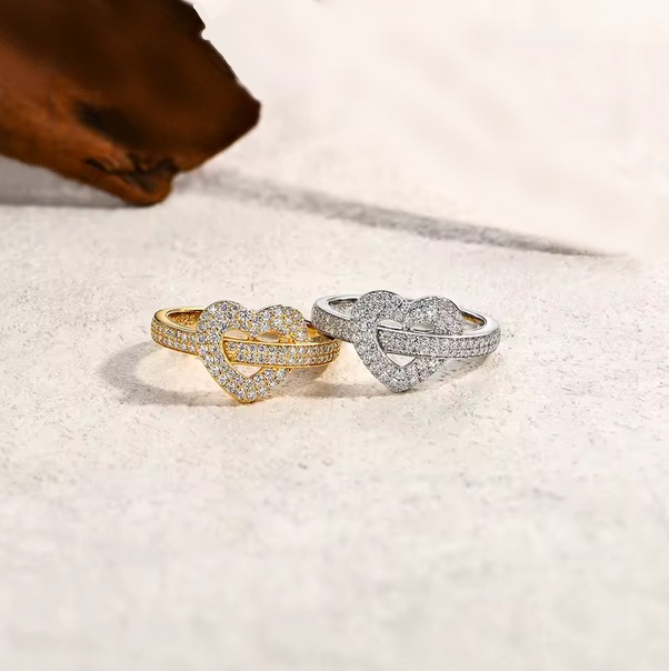Luxury 18K 925 Sterling Silver Full Moissanite Creative Heart Ring (Size 4-10) - Image 3