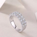 Luxury 18K 925 Sterling Silver Full Moissanite Layered Gemstone Ring (Size 5-9)