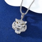 Men's 18K 925 Sterling Silver Full Moissanite Creative 3D Tiger Pendant