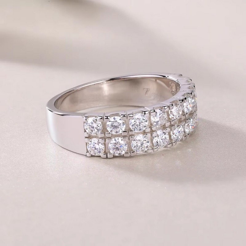 Luxury 18K 925 Sterling Silver Full Moissanite Layered Gemstone Ring (Size 5-9) - Image 3