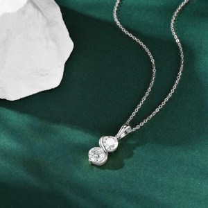 Genuine 925 Sterling Silver 2CT Moissanite S-Style Infinity Pendant Necklace