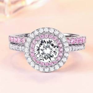 Genuine 925 Sterling Silver 0.8CT Moissanite Double Band Ring Set (Size 5-10)