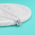 Exquisite 925 Sterling Silver 5CT Sparkling Moissanite Pendant Choker – 17″