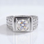 Men's 18K 925 Sterling Sliver 1CT Moissanite Creative Design Ring (Size 8-11)