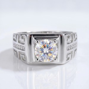 Men's 18K 925 Sterling Sliver 1CT Moissanite Creative Design Ring (Size 8-11)