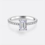 Luxury 925 Sterling Silver 1CT Emerald Cut Dazzling Moissanite Ring (Size 5-9)