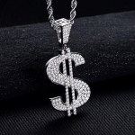 Men's 18K 925 Sterling Silver Full Moissanite Iced Out Dollar Sign Pendant