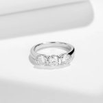 18K Solid 925 Sterling Sliver 1.5CT Full Moissanite 3-Stone Luxury Ring (5-10)