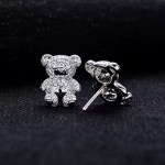 Genuine 925 Sterling Silver Full Moissanite Iced Out Papa Bear Stud Earrings