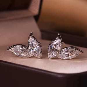 Genuine 925 Sterling Silver 4.0CT Marquise Cut Moissanite Stud Earrings