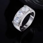Men's 18K Solid 925 Sterling Sliver 3CT Full Moissanite 3-Stone Luxury Ring (9-12)