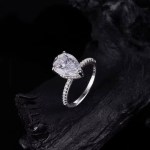 Luxury 18K 925 Sterling Silver 4CT Pear Cut Moissanite Sparkling Ring (Size 5-9)