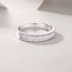 Genuine 925 Sterling Silver Full Moissanite Emerald Cut Gemstone Ring (Size 5-9)