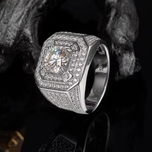 Men's 18K Solid 925 Sterling Sliver 2CT Moissanite Luxury Double Halo Ring (9-12)