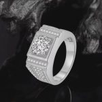 Men's 18K Solid 925 Sterling Sliver 2CT Moissanite Luxury Design Ring (Size 9-12)