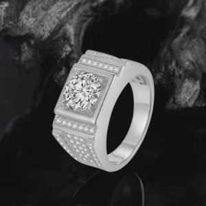 Men's 18K Solid 925 Sterling Sliver 2CT Moissanite Luxury Design Ring (Size 9-12)