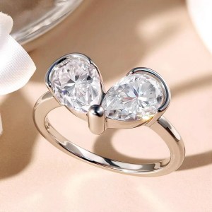 Luxury 925 Sterling Silver 3CT Pear Cut Moissanite Creative Heart Ring (Size 5-9)